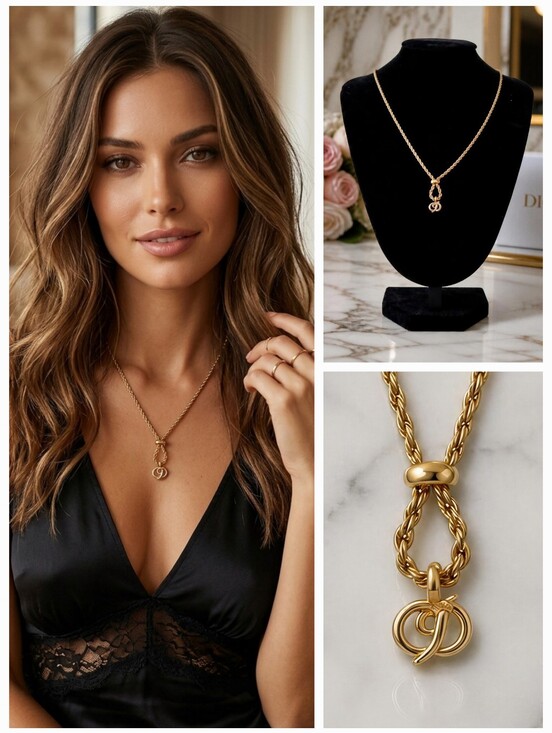 Dior Jewelry - Christian Dior Vintage Gold-Tone CD Knot Necklace ✨